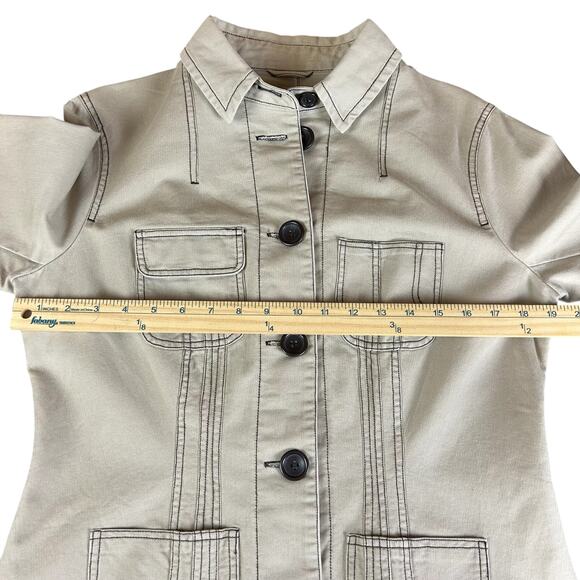 BKE Vintage Jacket Women Sze Large Light Tan Khaki Cotton Buttoned Utility Style - Picture 11 of 12